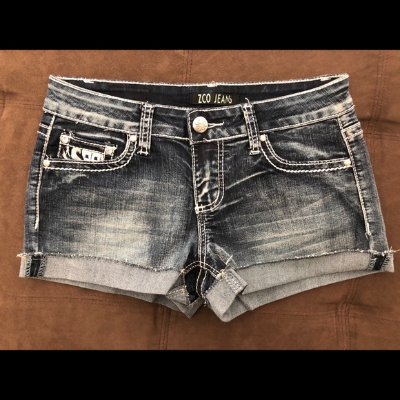 ZCO JEANS Dark Blue Booty Shorts Juniors Size 7 - Picture 2 of 6